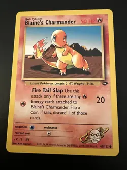 Blaine’s Charmander 60/132 Gym Challenge Unlimited 2000 Pokemon Card Common NM - Image 1