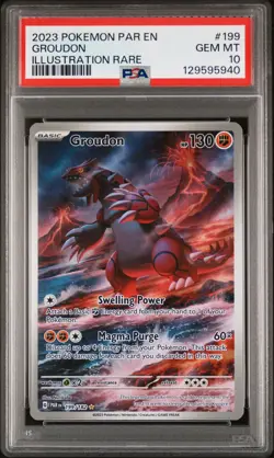 2023 POKEMON PAR EN-PARADOX RIFT ILLUSTRATION RARE #199 GROUDON PSA 10 - Image 1