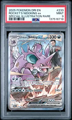 2025 POKEMON DRI SPECIAL ILLUSTRATION RARE #233 TEAM ROCKET'S NIDOKING EX PSA 9 - Image 1