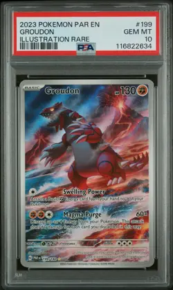 2023 POKEMON PAR EN-PARADOX RIFT ILLUSTRATION RARE #199 GROUDON PSA 10 - Image 1