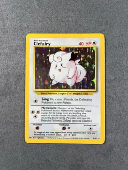 Pokemon Clefairy 5/102 Base Set Holo Rare 40 HP WOTC English Vintage 1999 - Image 1