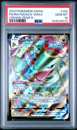 2023 POKEMON SWORD & SHIELD CROWN ZENITH #102 FULL ART/RAYQUAZA VMAX PSA 10 - Image 1