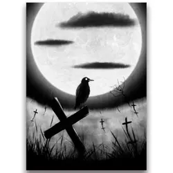 Crow on the Grave – Inked Horror – MTG Size – 100 Textured Matte Card Sleeves - Image 1