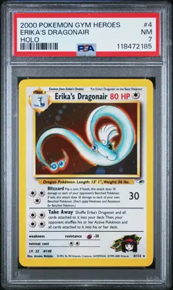 2000 POKEMON GYM HEROES HOLO #4 ERIKA'S DRAGONAIR PSA 7 - Image 1