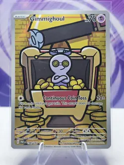 Gimmighoul Illustration Rare Holofoil 198/182 NM SV04: Paradox Rift Pokemon Card - Image 1