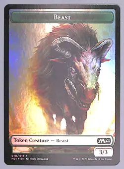 Cat // Beast - Foil - Double-sided Token - #20 / 10 - Core Set 2021 (M21) MTG - Image 2