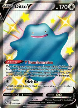 Pokemon TCG Shining Fates: Shiny Vault SV118/SV122 Ditto V NM - Image 1