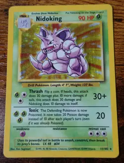 Nidoking 11/102 Holo Additional White Ink Error Misprint Base Set Pokemon Card - Image 1