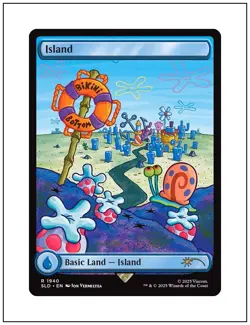 1x Island, Full Art - 1940, Spongebob Squarepants Secret Lair Drop, MTG NM - Image 1