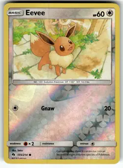 Eevee 155/214 SM - Lost Thunder LP Pokemon Card TCG - Image 1
