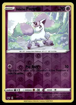 Galarian Ponyta 81/202 Pokemon Card Sword & Shield Common 70 HP Rev Holo LP WV - Image 1