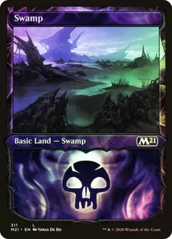 Core Set 2021 MTG Foil 1 Swamp (Showcase) Magic - Image 1