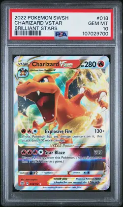 PSA 10 - #018 Charizard Vstar 2022 Pokemon Sword & Shield Brilliant Stars - Image 1