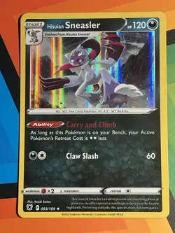 Pokemon TCG Astral Radiance - Hisuian Sneasler #093/189 - Holo Rare NM - Image 1