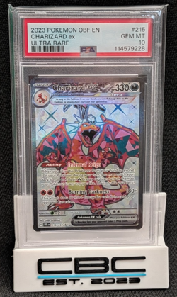 2023 Pokemon Obsidian Flames Charizard ex #215 Ultra Rare PSA 10 Gem Mint - Image 1