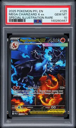 2025 POKEMON PFL EN-PHANTASMAL FLAMES #125 MEGA CHARIZARD X EX PSA 10 - Image 1