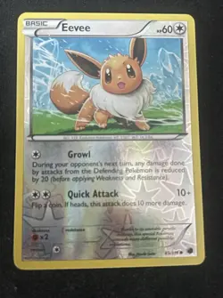 Eevee 89/116 Reverse Holographic Plasma Freeze LP Pokemon - Image 1