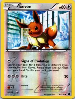 Eevee 90/116 Common Plasma Freeze Pokemon Reverse Holo Lightly Played - Image 1