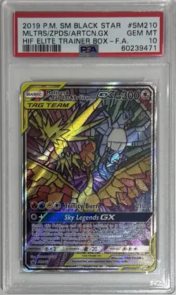 2019 POKEMON SM BLACK STAR PROMO FULL ART/MOLTRES & ZAPDOS & ARTICUNO GX PSA 10 - Image 1