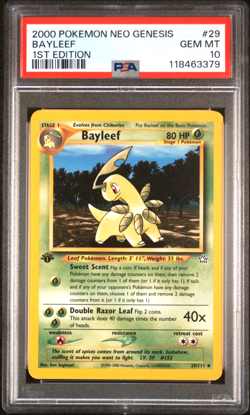 2000 #29 Bayleef PSA 10 Neo Genesis 1st Edition Pokemon - Image 1