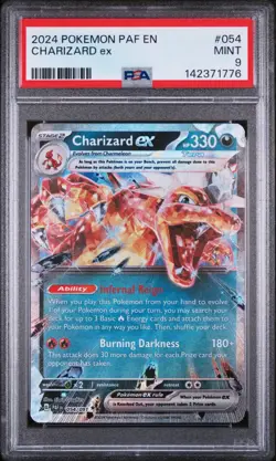 PSA 9 Mint Charizard EX #054 FULL HOLO 054/091 PALDEAN FATES PAF EN Pokemon - Image 1
