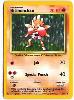 Hitmonchan 7/102 Rare Base Set Pokemon - Image 1