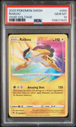 PSA 10 RAIKOU 050 AMAZING RARE VIVID VOLTAGE POKEMON MJ - Image 1