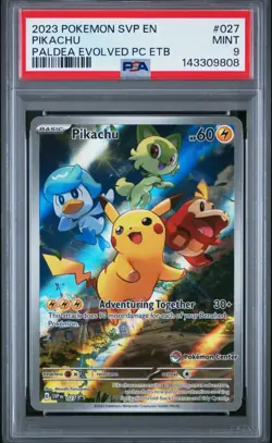 2023 Pokemon Paldea Evolved Pokemon Center ETB PROMO SVP #027 Pikachu PSA 9 - Image 1