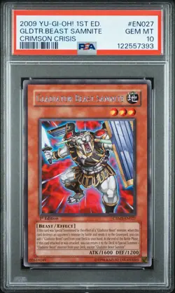 2009 YU-GI-OH! CRMS-CRIMSON CRISIS 1ST ED #EN027 GLADIATOR BEAST SAMNITE PSA 10 - Image 1