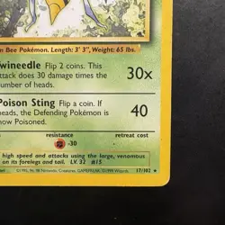 Pokemon Vintage Non-Holo Rare Beedrill 17/102 Base Set WotC 1999 - Image 4