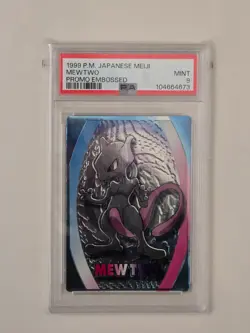 1999 Pokemon Japanese Meiji MewTwo Embossed Promo PSA 9 - Image 1