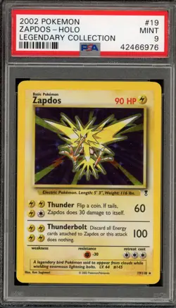 Pokemon Zapdos Legendary Coll. Holo Rare #19 PSA 9 Mint - Image 1