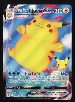 POKEMON CELEBRATIONS SURFING PIKACHU VMAX 009/025 NM CONDITION - Image 1