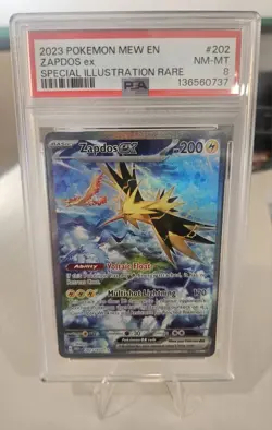 2023 Pokemon TCG Zapdos EX Holo Card 202/165 Scarlet & Violet 151 PSA 8 - Image 1