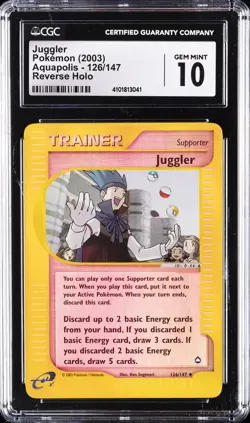 2003 POKEMON AQUAPOLIS REVERSE HOLO #126 JUGGLER CGC 10 GEM MINT - Image 1