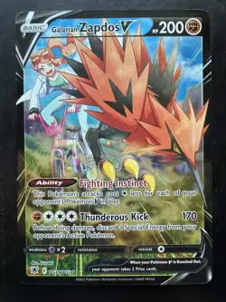 Pokemon Galarian Zapdos V Ultra Rare Full Art Holo Astral Radiance TG19/TG30 NM - Image 1