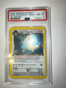 2000 Pokemon Team Rocket 1st Edition Dark Dragonite Holo 5/82 PSA 8 English Ed - Image 2