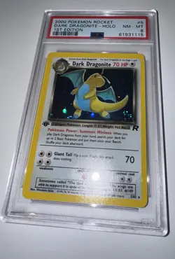 2000 Pokemon Team Rocket 1st Edition Dark Dragonite Holo 5/82 PSA 8 English Ed - Image 5