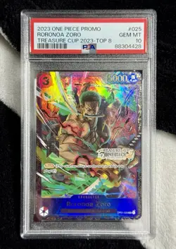 One Piece TCG Roronoa Zoro Treasure Cup Top 8 OP01-025 2023 Promo PSA 10 GEM MT - Image 1
