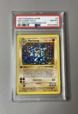 1999 Pokemon TCG Machamp SHADOWLESS 8/102 Holo 1st Edition PSA 8 NM-MT Graded - Image 3