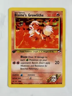 Blaine's Growlithe 2000 Pokemon Gym Heroes 1st Edition Common #62/132 * LP - Image 1