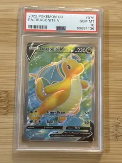Dragonite V 076 PSA 10 Gem Mint Pokemon Go Pokemon Card - Image 1