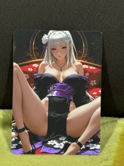 R18+ UNCENSORED EMILIA RE:ZERO ANIME WAIFU CARD (ASK FOR PHOTO OF BACK) - Image 1