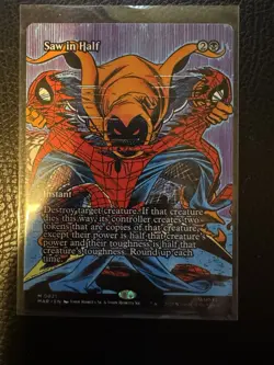 MTG Saw In Half 0021 (Borderless) NON FOIL Spider Man MYTHIC - Image 1