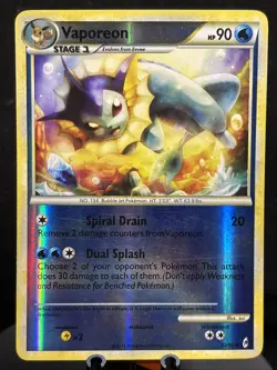 Pokemon TCG Vaporeon Reverse Holo 52/95 Call of Legends 2011 - Image 1