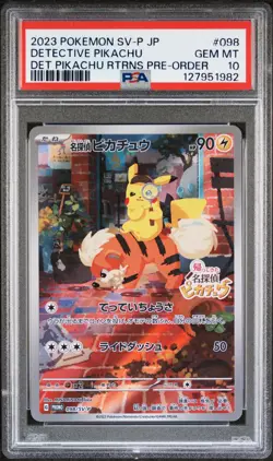 2023 POKEMON JPN SV-P PROMO #098 DETECTIVE PIKACHU PSA 10 - Image 1
