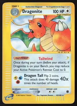 Dragonite Reverse Holo 43/165 Pokemon Expedition - Image 1