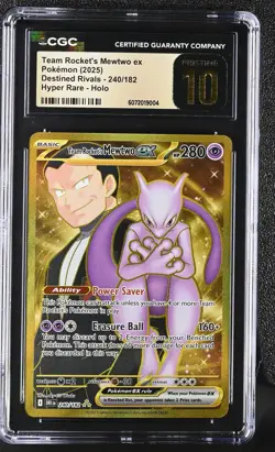2025 Pokemon DestinedRivals Team Rocket's Mewtwo ex HoloHyperRare CGC 10 240/182 - Image 1
