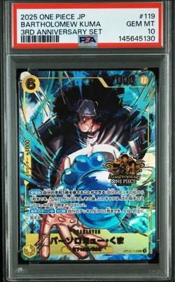PSA 10 One Piece Kuma OP12-119 SEC Parallel 3rd Anniversary Set Promo Japanese - Image 1