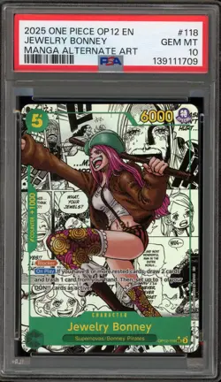 One Piece CCG Jewelry Bonney Manga Alternate Art OP12-118 PSA 10 Gem Mint - Image 1